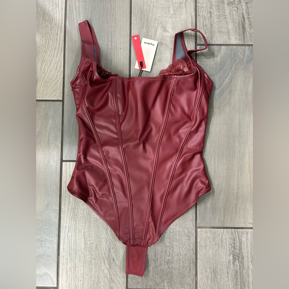 Shapewear Faux Leather Lace Balconette Sculpting Bodysuit - Medium - Picture 8 of 10